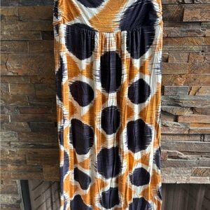 Maeve Maxi Skirt with Black and Orange Circles